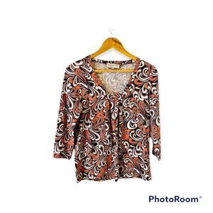 Jones New York 3/4 sleeve Paisley top